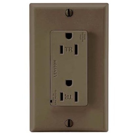Leviton Surge Protector Receptacle, 15 Amp, 125 Volt, 5-15R NEMA, Brown T5280