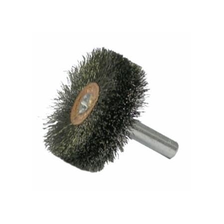 Weiler Stem-Mounted Wide Conflex Brush, 3 in D x 1 in W, .008 in Steel Wire, 20,000 rpm 804-17621