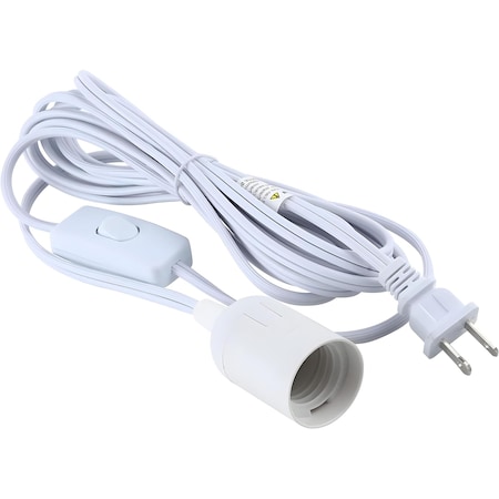 Simple Deluxe 12 Ft Hanging Lantern Extension Cord Cable, On Off Switch Light Cord with E26 Socket, White HILAMPCORDM