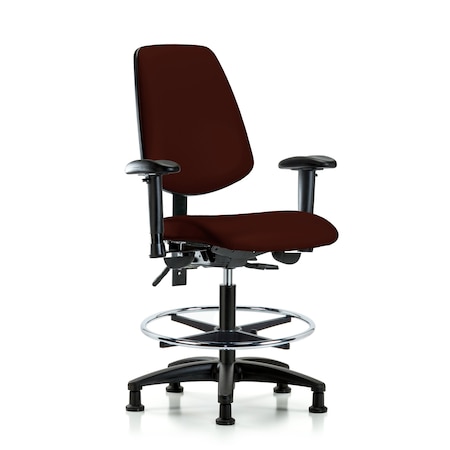 Blue Ridge Ergonomics Medium Bench Chair Adjustable Arms, 22" to 29" Height, Vinyl, Burgundy BR-VMBCH-MB-RG-T0-A1-CF-RG-8569
