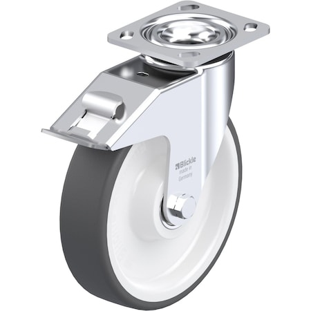 Blickle Swivel Plate Caster, PU, 8", Brake LEH-POTH 200K-14-FI