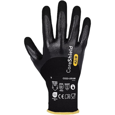 Pip Global Safety Cut Protection Gloves, Black, 10", PR CS22-2D18B-8