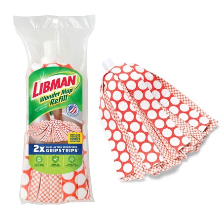 Libman Commercial 10 in x 18 in Strip Wonder Mop Refill, Cut-End, Microfiber 2001