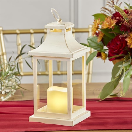 Kate Aspen 11.5 x 5.3 x 5.3 in. LED Vintage Decorative Ivory Hampton Lantern 18211WT