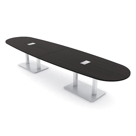 Skutchi Designs Boval Conference Table With Power Unit, 48 in W, 168 in L, Black HAR-BOVL-48X168-DOU-U999ST19-ESIL