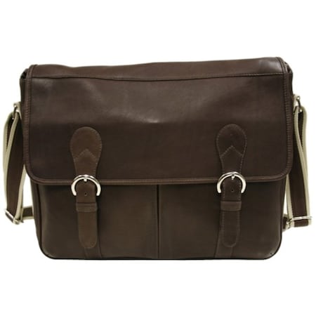 Piel Leather Classic Expandable Messenger Bag - Chocolate 2810-CHC