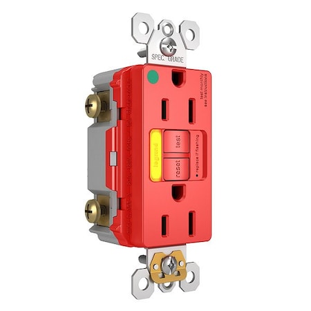 Legrand GFCI, 15 A, 125V AC, Red, Plastic 1597HGTRPIAMBRED