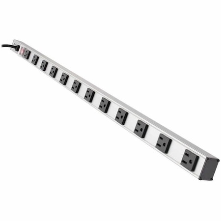 Tripp Lite Outlet Strip, Rack Mounted, 12 5-15R, 5-15P, 15 ft., Black/Silver PS3612