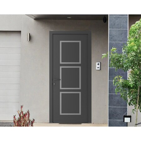Vdomdoors Front Exterior Prehung Metal-Plastic Door, Manux 8661 Antracite Grey, Office Commercial and Residen MANUX8661EXD-ANT-W36xH80-RH