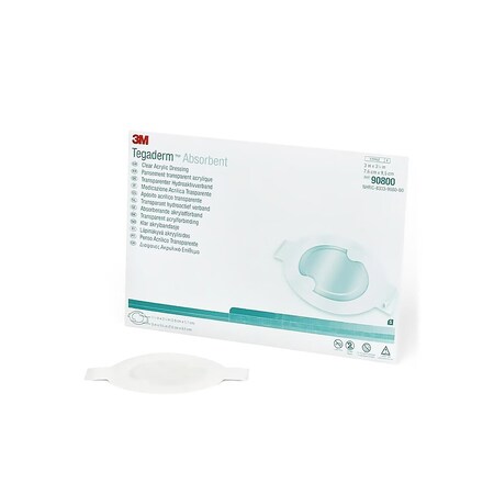 3M Tegaderm Absorbent Transparent Film Dressing 3 X 3-3/4 Inch Oval Sterile, 10PK 90800