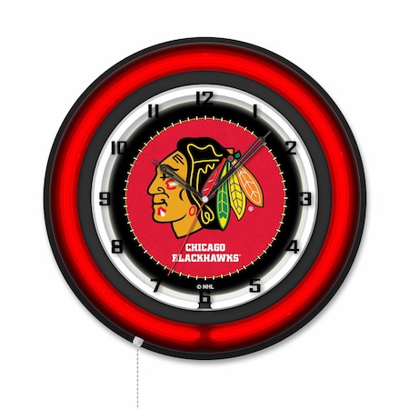 Holland Bar Stool Chicago Blackhawks 19 Double Neon Wall Clock Clk19BK