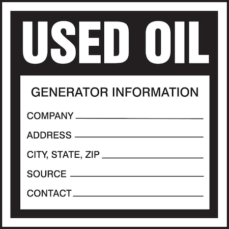 Accuform HAZARDOUS WASTE LABEL USED OIL 4 in x 4 in MHZW36PSP
