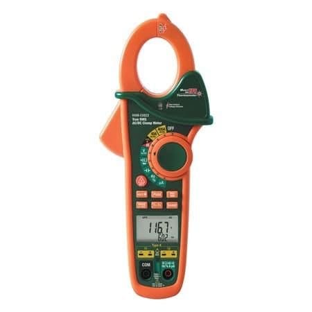 Omega Clamp Meter with Non-Contact Infrared Thermometer & Voltage, 400 A, Dual Input, AC/DC Voltage/Curre HHM-EX623