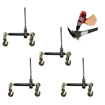 Mytee Products 3/8 in - 1/2 in Torque Drive Load Binder with Heavy-Duty Grab Hooks 9,200 lbs WLL, 4PK CBRS-SB-38x4