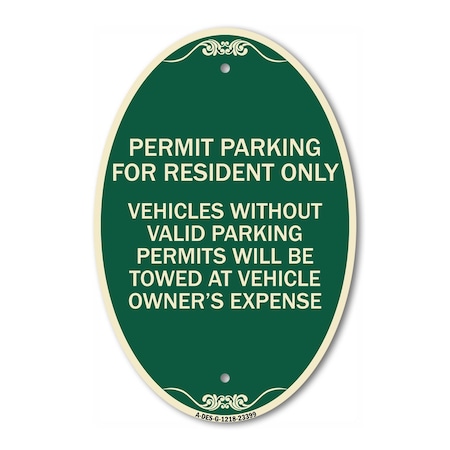 Signmission Parking Permit Sign Permit Parking for Reside, 12 In X 18 ...