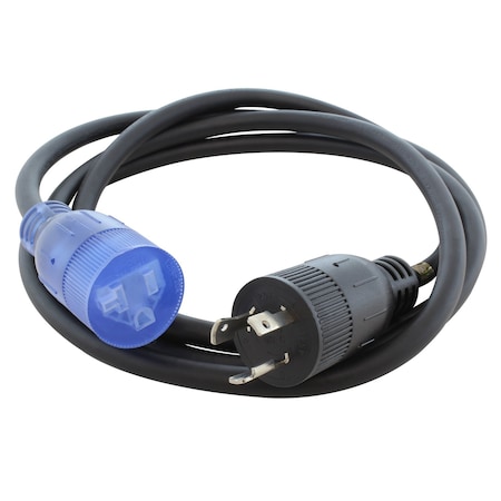 Ac Works Extension cord, SJTW, 5-15/20R, L5-20P, 8 ft., Black L520520-096