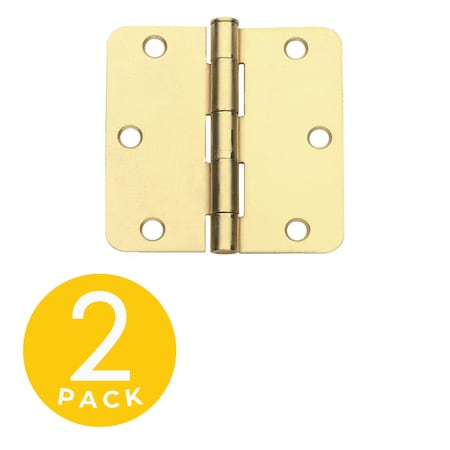 Global Door Controls 3.5 in. x 3.5 in. Satin Brass Full Mortise Residential Squared Hinge with Removable Pin, PK2 CP3535-R-US4-M
