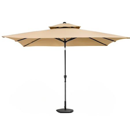 Homeroots 10ft Tan Polyester Rectangular Tilt Market Patio Umbrella 485613