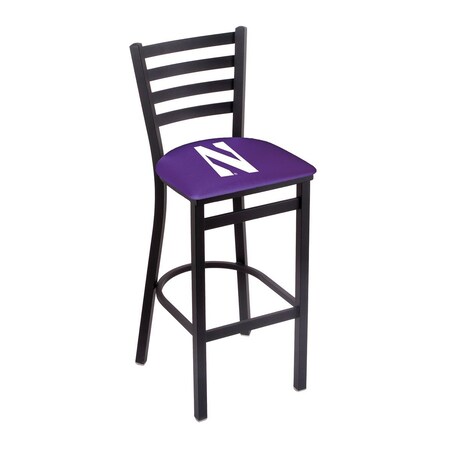 Holland Bar Stool Co 25" Blk Wrinkle Northwestern Stationary Counter Stool, Ladder Back L00425Nthwst