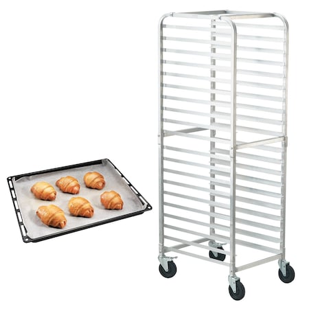 Vevor 20 Sheet Commercial Bun Pan Rack Kitchen Aluminum Baking Racks Brake Wheel LHPR-20R