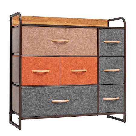 Homeroots 32" Gray Steel and Fabric Seven Drawer Dresser 484687