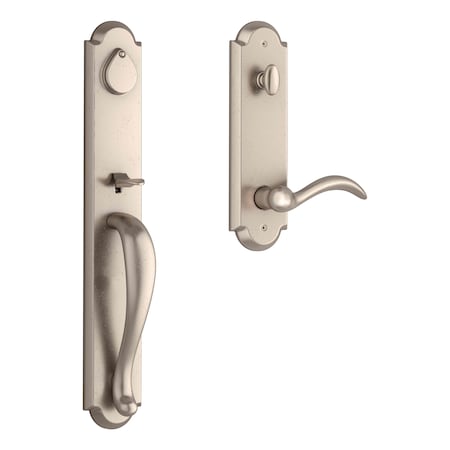 Baldwin Emergency Egress Elkhorn Handleset with Right Hand Arch Lever and Rustic Arched Escutcheon with EEELKXARCRRAE492