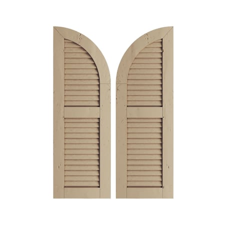 Ekena Millwork Knotty Pine 2 Equal Louver w/Quarter Round Arch Top Faux Wood Shutters, 18W x 72H, 54 Low Side, PR SHULVQ18X72KPPR