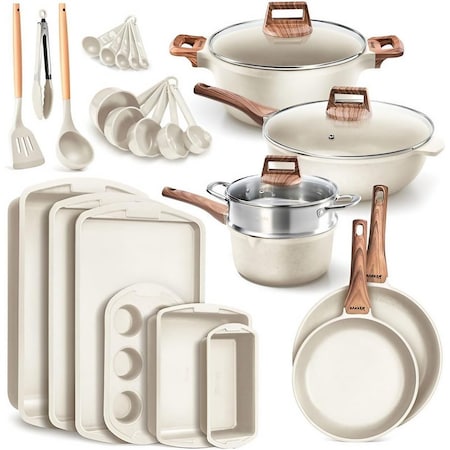 Bakken-Swiss 20-Piece Cookware Set, Granite Non-Stick, Eco-Friendly, Oven-Safe, All Stoves BKCAS20CRM
