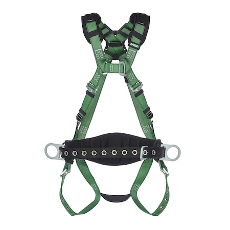 Msa Safety V-Form Construction Harness, Standard, Back & Hip D-Ring, Tongue Buckle Leg Straps, Shoulder Padding 10197364