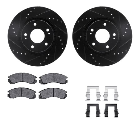 Dynamic Friction Co DFC Rotors-Drilled & Slotted-Black w/ 5000 Advanced Brake Pads Incl Hdw 8512-72076