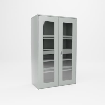 Pucel Heavy Duty Storage Cabinet, 48 in W x 78 in H x 24 in D, Plexiglass Doors, Light Blue HDSC-4878-24-4-PLEX