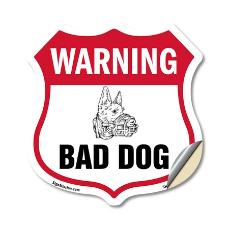 Signmission Dog Warning Shield Sign Bad Dog, 18 Inch X 18 Inch, Vinyl Decal SHI-D-18-377