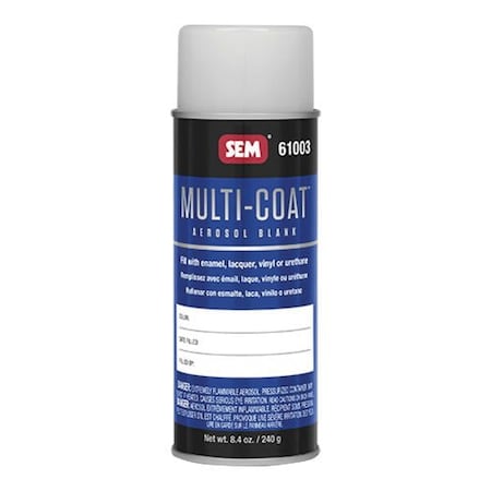 Sem Multi-Coat Aerosol Blank, 16 oz, Use With: Enamel, Lacquer, Vinyl Resin 61003