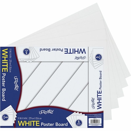 Pacon UCreateâ„¢ Poster Board, White, 11 x 14", 5 Sheets Per Pack, PK12 5417