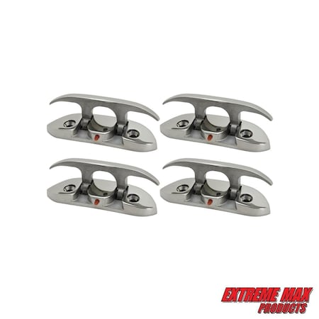 Extreme Max Extreme Max 3006.6631.4 Folding Stainless Steel Cleat - 4-1/2 in, Value 4-Pack 3006.6631.4