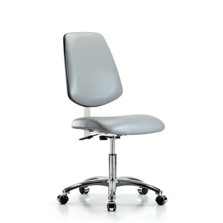 Blue Ridge Ergonomics Clean Room Chair Vin Desk Chair, Med, Bk, Cast, Dov, CL100, No Arms, 18" to 23" Height, Vinyl, Dove BR-NCR-VDHCH-MB-CR-T0-A0-CC-8567