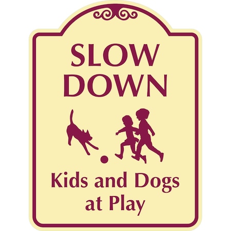 Lyle Slow Down Kids and Dogs At Play, 12x18, Engineer Grade, Tan G-2452-EG_12x18