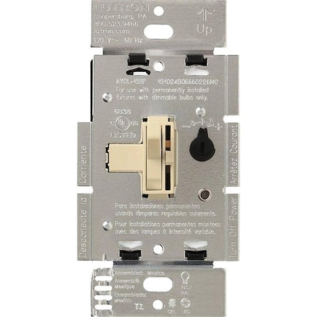 Lutron Lighting Dimmer, Toggle, Ivory AYCL-253P-IV