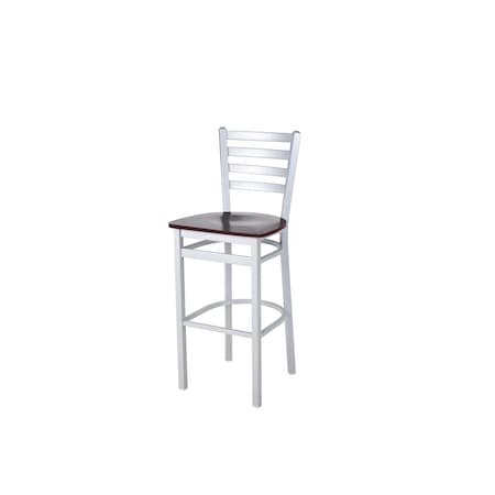 Bfm Seating Lima Ladder Back Barstool - Farm House Relic Seat - Steel Frame - Silver Mist Finish 2160BFHR-SM