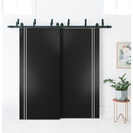 Sartodoors Slab Barn Door Panel, Planum 0310 Black Matte and Aluminum Strips, Sturdy Finished Modern Doors, Po PLANUM0310S-BLK-36