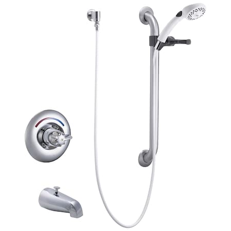 Delta Commercial T13H Universal Tub Trim Hand Shower And Grab Bar In Chrome T13H253