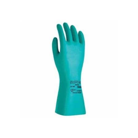 Alphatec Solvex 37-145 Nitrile Gloves, Gauntlet Cuff, Unlined, Size 8, Green, 11 mil, 12PK 012-37-145-8