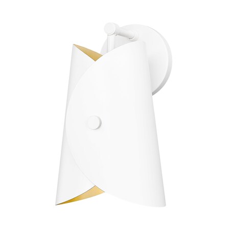 Z-Lite Salone 1 Light Wall Sconce, Matte White/Matte White Outer, Gold Inner, 7 In W 1951-1S-MW