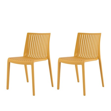 Lagoon Milos Resin Stackable Side Chair with Slatted Back, 2PK 7203YF-BSLGS