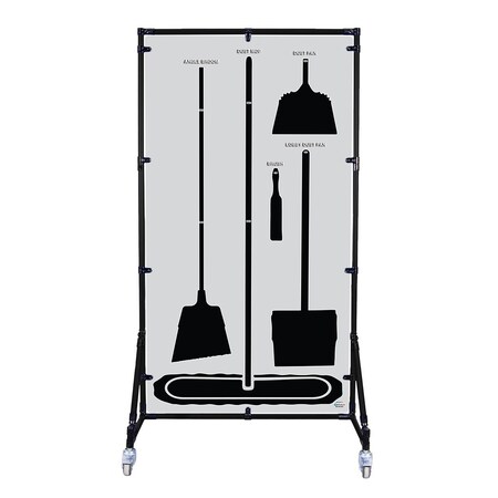 5S Supplies Housekeeping Shadow Board Broom Station V4, Gray / Black Shadows, Kit, No Text HSB-V4-GRAY/BLACK-KIT-NO TEXT