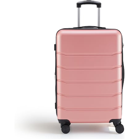 Simple Deluxe 24 Inch Hardside Carry On Luggage, Suitcase with Double Spinner Wheels and TSA Lock, Hard Shell Sui 3A88APLUGG24ABSPNK