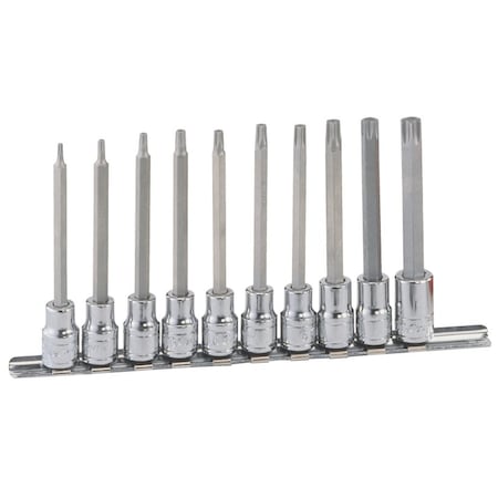 Genius Tools 10PC 3/8in Dr. Long Star Bit Socket Set BS-310TL