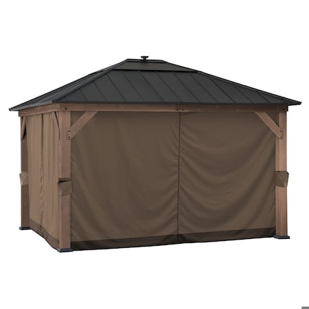 Sunjoy Outdoor Four-Side Privacy Replacement Curtain Set for 11 ft. x 13 ft. Gazebo - Brown A111305421