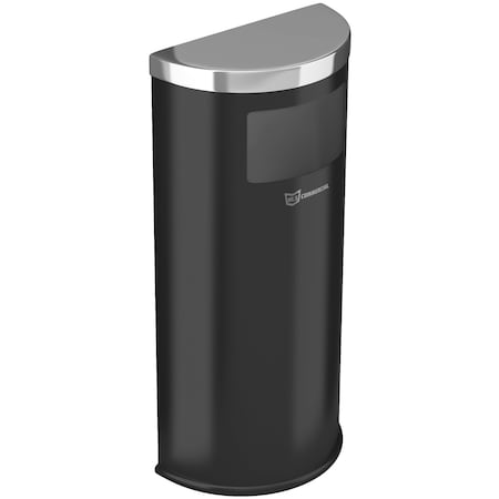 Hls Commercial 9 Gallon Half-Round Side-Entry Trash Can, Black Steel HLSC01G09B