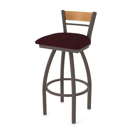 Holland Bar Stool Co Revelle 25in Swivel Counter Stool with Bronze Finish, Medium Back and Canter Bordeaux Seat 881